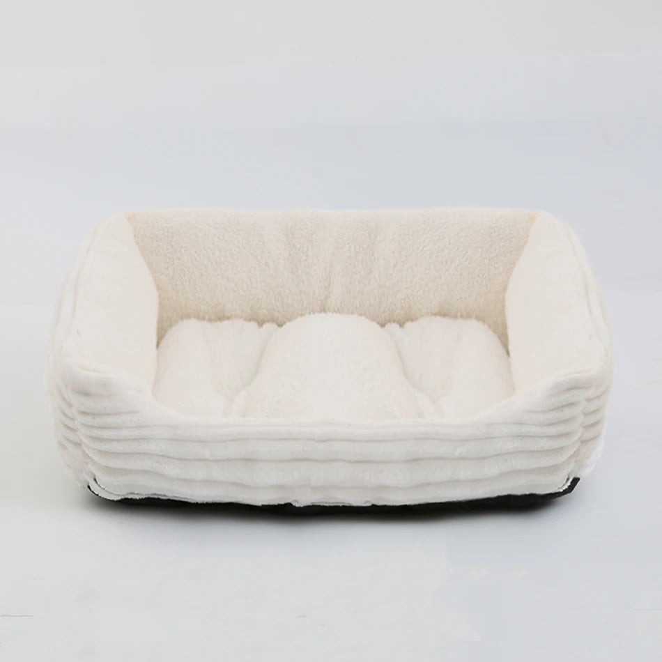 Plush Square Calming Pet Bed for Small and Medium Dogs