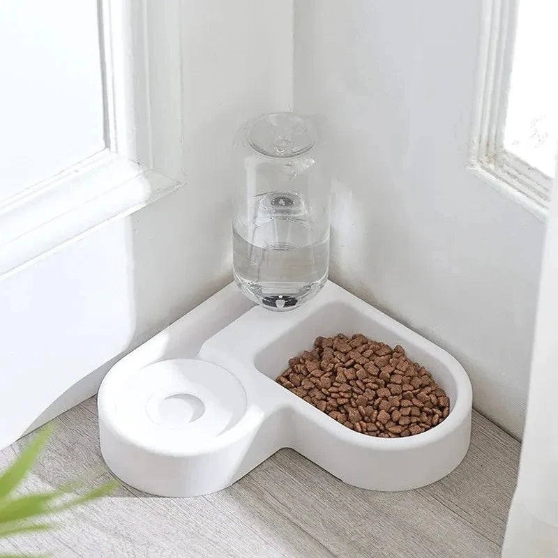 Double Pet Bowl Set with Automatic Water Dispenser