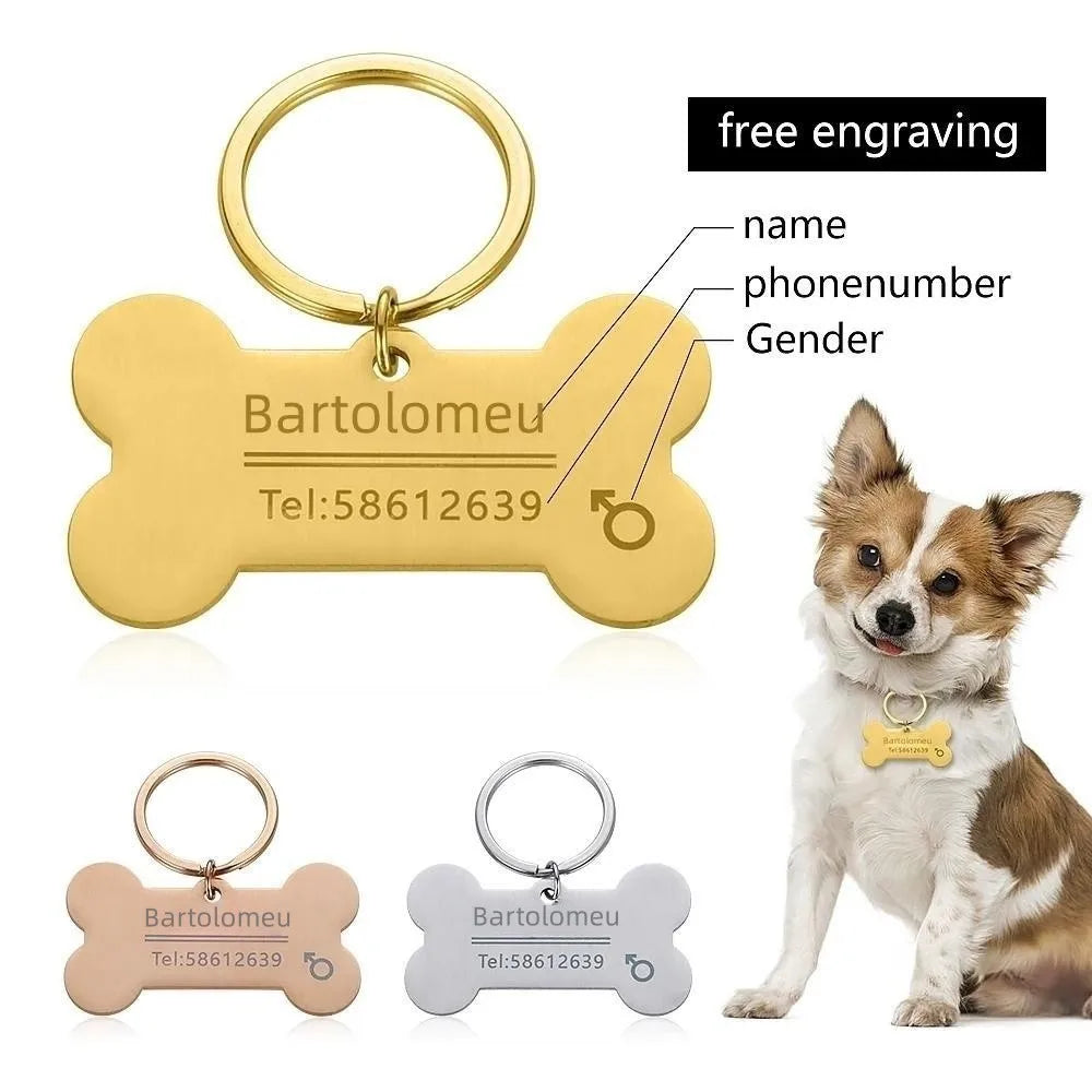 Personalized Engraved Pet ID Tag Bone Shape
