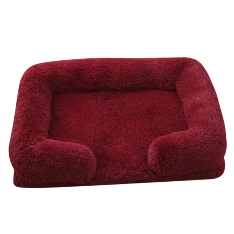 Plush Winter Thickened Square Dog Bed with Removable Pad