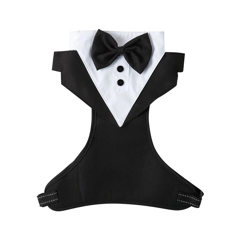 Adjustable Dog Tuxedo Harness with Bow Tie