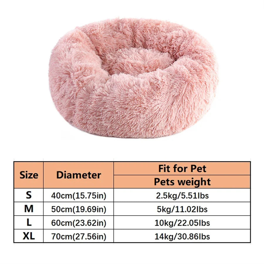 Plush Round Calming Pet Bed for Cats and Small Dogs