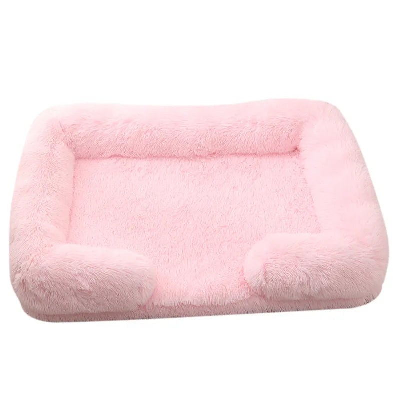 Plush Winter Thickened Square Dog Bed with Removable Pad