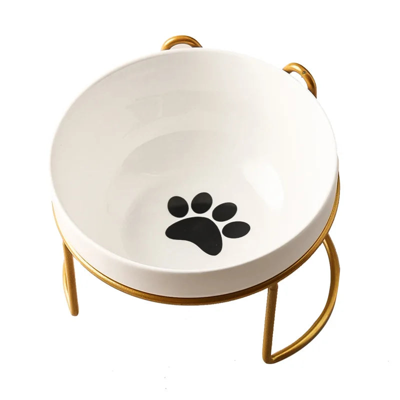 Ceramic Double Cat Bowl with Cervical Protection