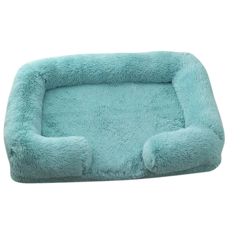 Plush Winter Thickened Square Dog Bed with Removable Pad