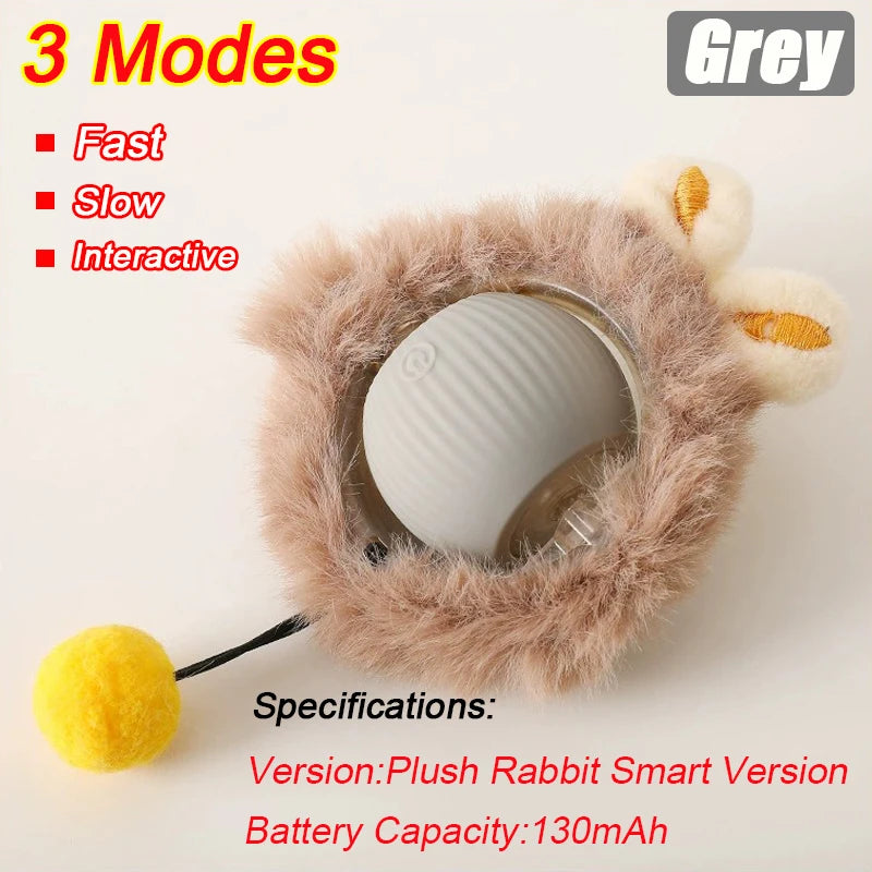 Rechargeable Interactive Rolling Cat Toy with Faux Tail