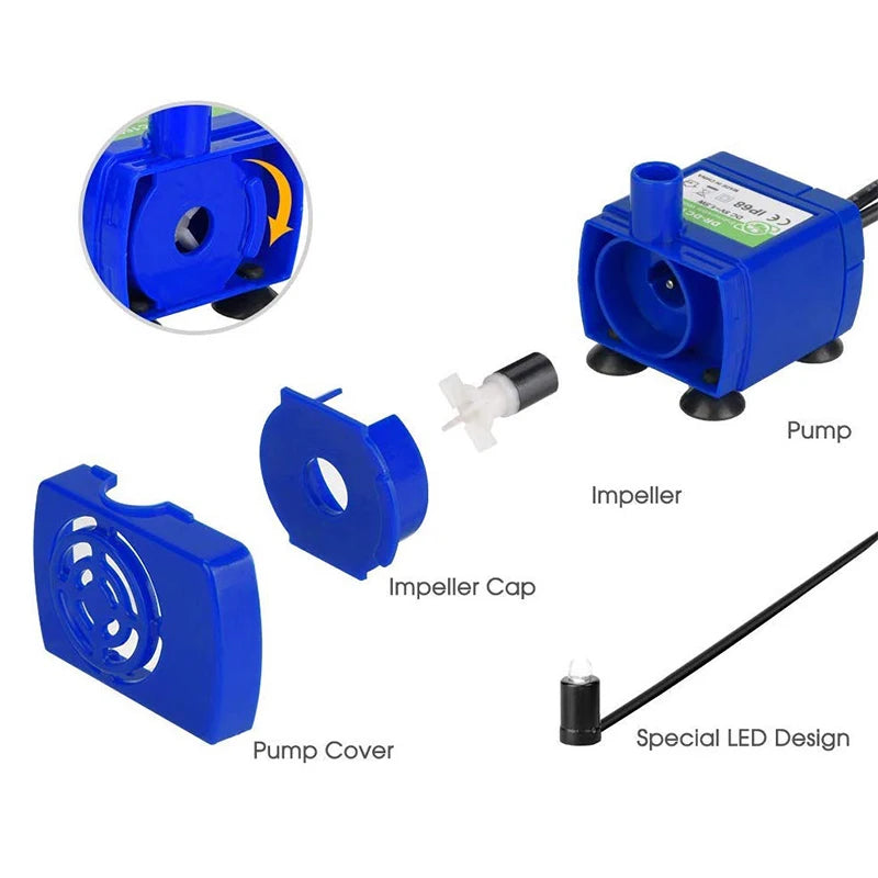 LED Replacement Pet Water Fountain Pump