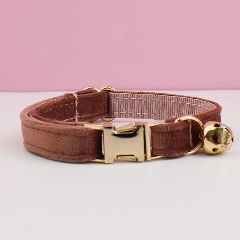 Personalized Velvet Cat Collar with Bow Tie and Name Plate