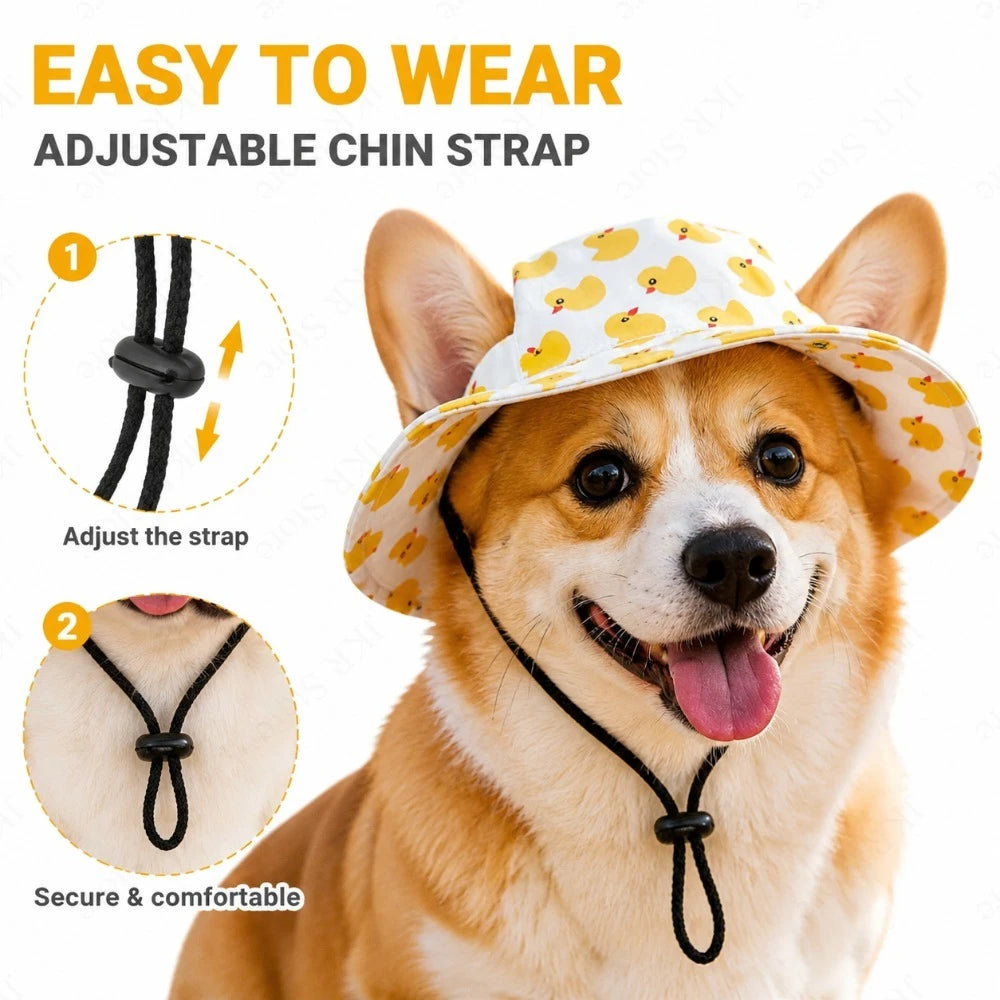 Adjustable Printed Dog Hat for Small and Medium Pets
