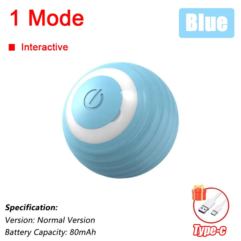 Rechargeable Interactive Rolling Cat Toy with Faux Tail