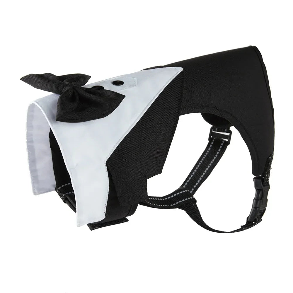 Adjustable Dog Tuxedo Harness with Bow Tie