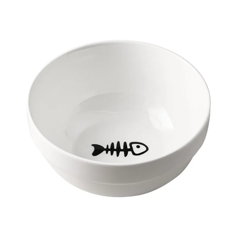 Ceramic Double Cat Bowl with Cervical Protection