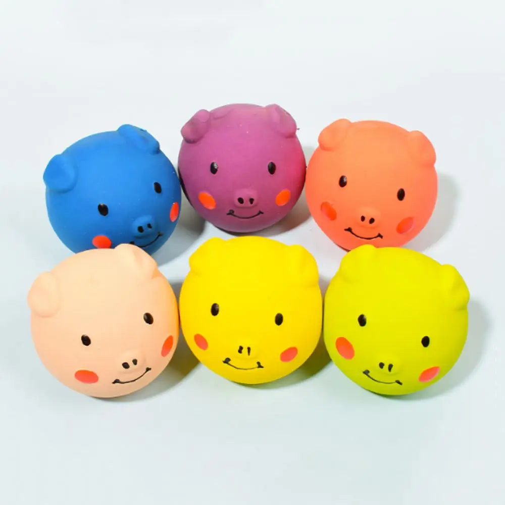 Colorful Latex Squeaky Pig Dog Toy