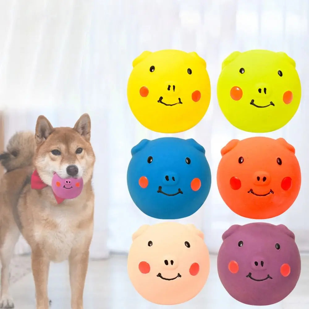 Colorful Latex Squeaky Pig Dog Toy