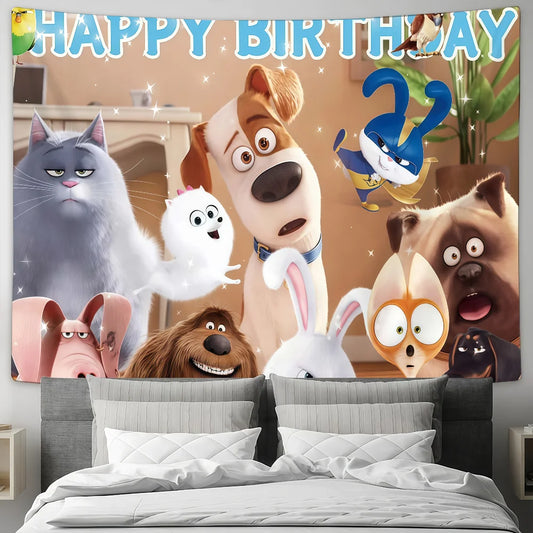 Cartoon T-THE S-SECRET L-LIFE OF P-PETS flag Suitable For Dormitory Room Outdoor Gift Party Decoration Picnic Camping