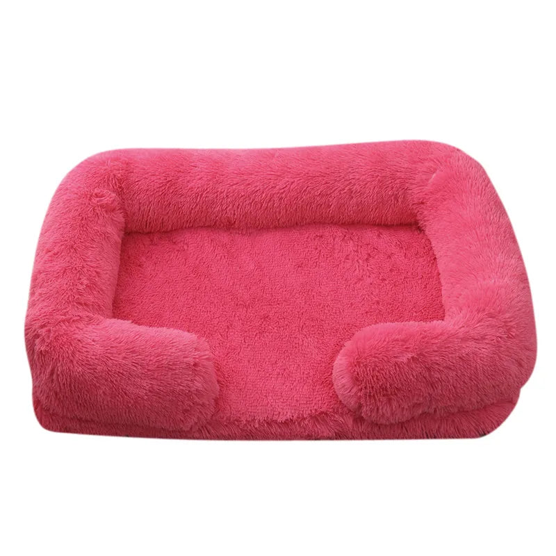 Plush Winter Thickened Square Dog Bed with Removable Pad