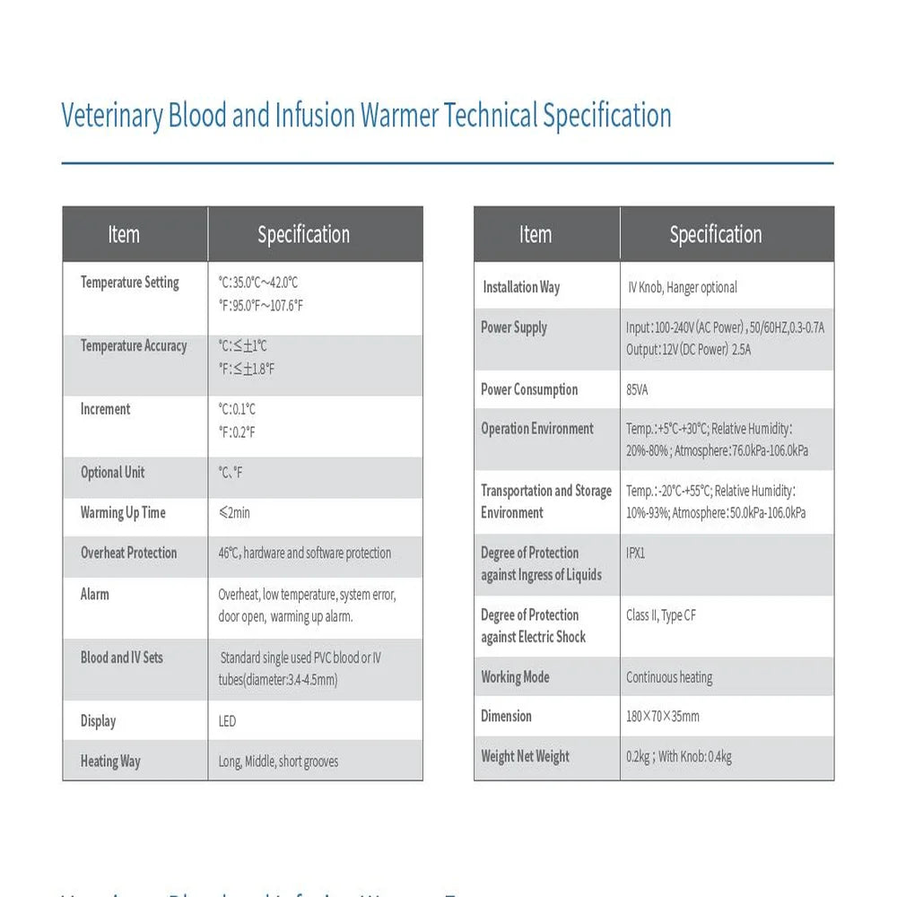 Veterinary Pet Blood and Infusion Heater