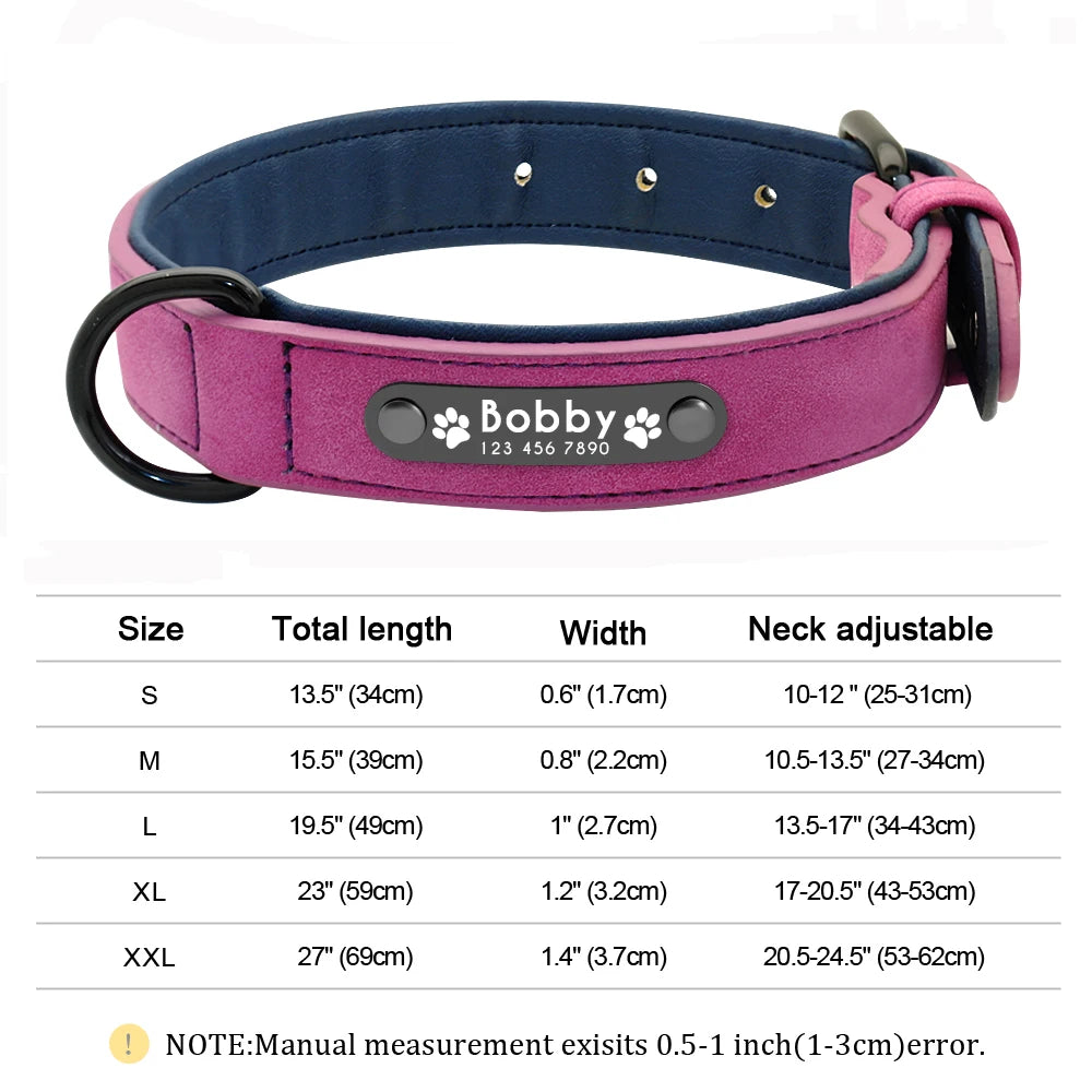 Personalized Leather Dog Collar with Engraved Nameplate