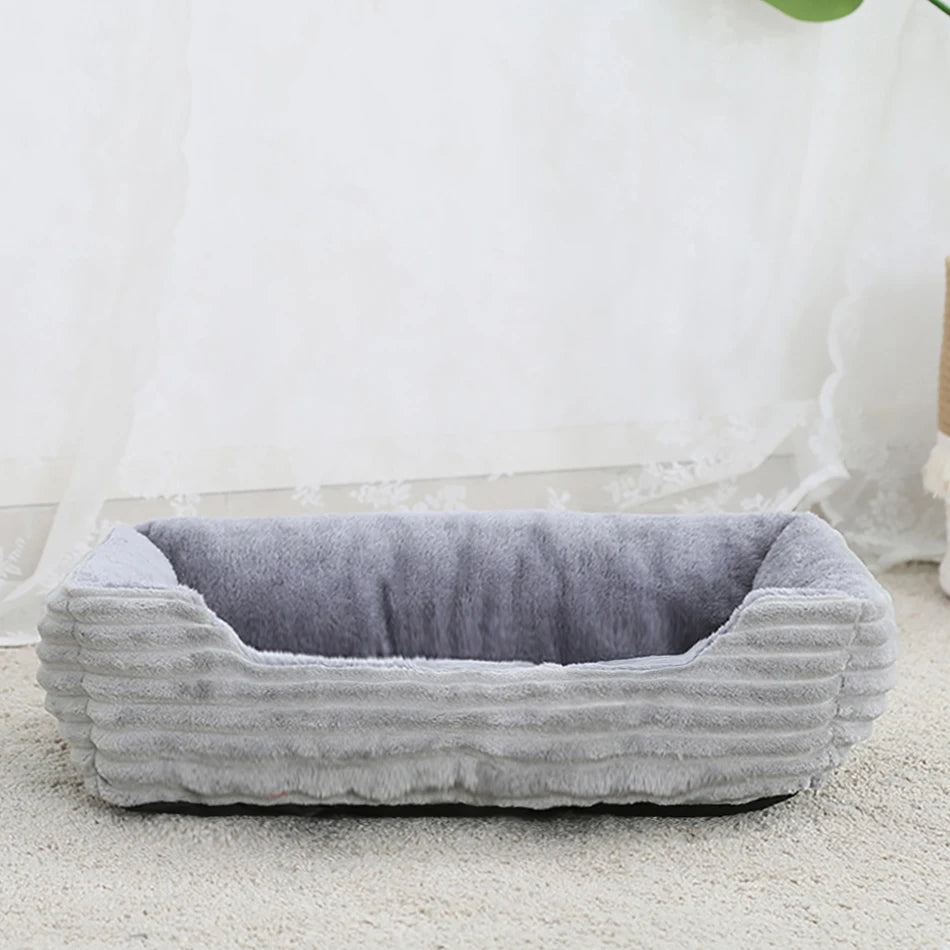 Plush Square Calming Pet Bed for Small and Medium Dogs