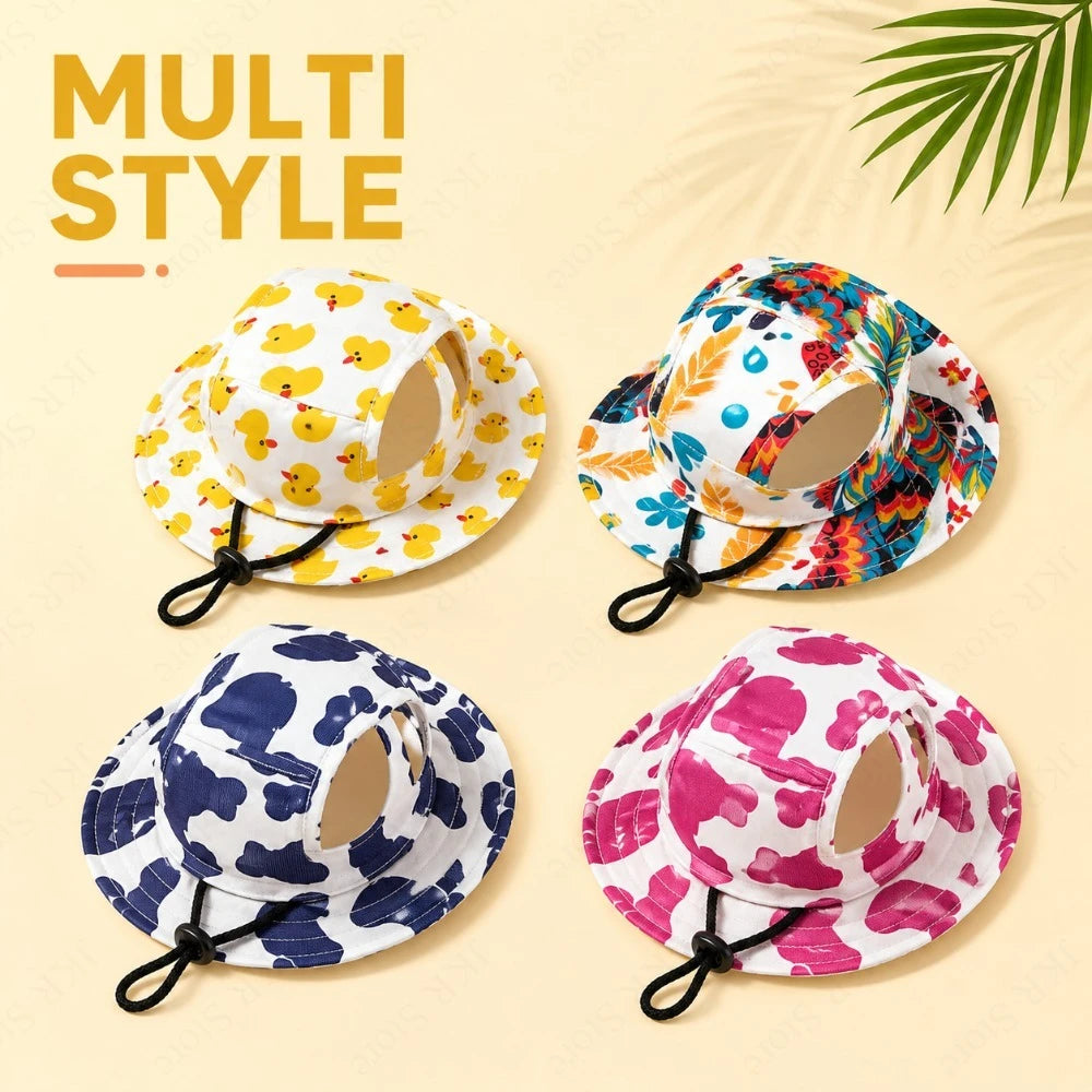 Adjustable Printed Dog Hat for Small and Medium Pets