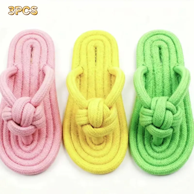 Interactive Cotton Slipper Rope Dog Toy for Teeth Training