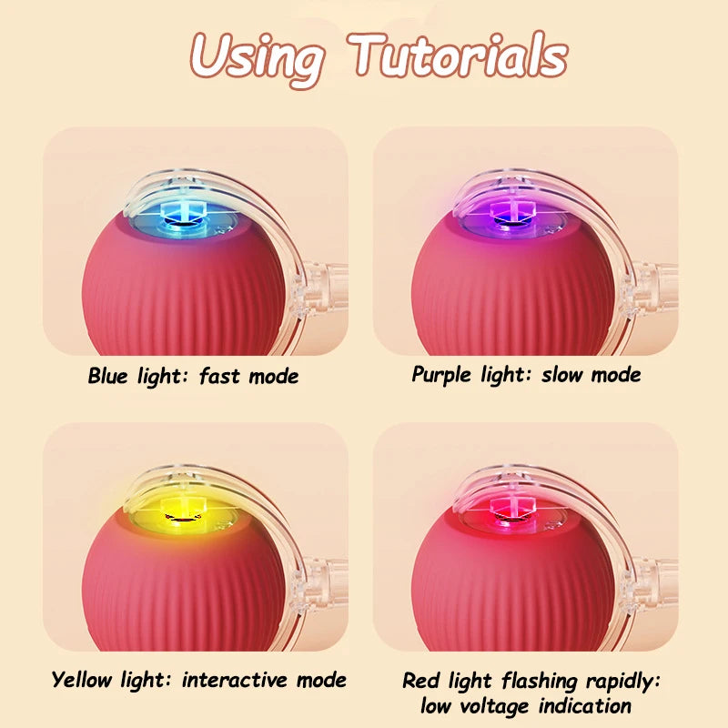 2 Pack Smart Interactive Rolling Cat Ball Toys with Faux Tails