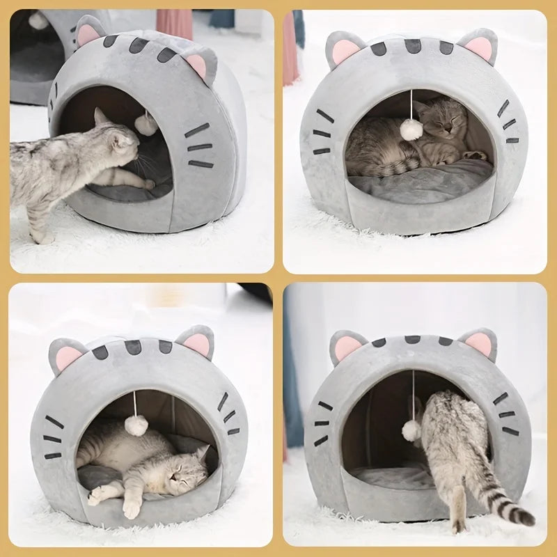 Cozy Cartoon Cat Bed and Puppy Cave Sofa