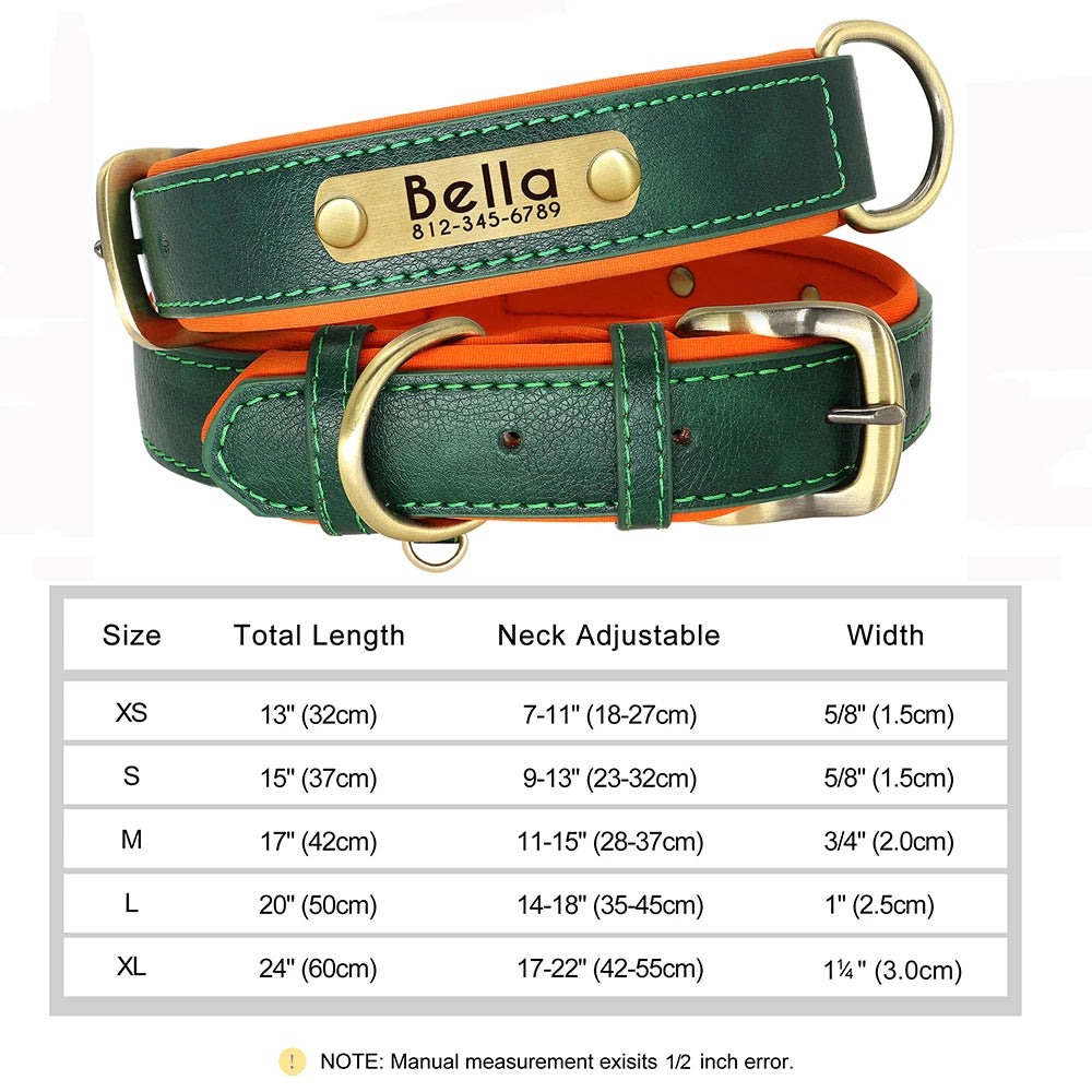 Personalized Leather Dog Collar with Engraved Nameplate
