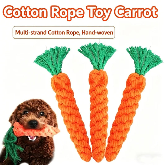 Carrot Cotton Rope Dog Chew Toy for Teeth Cleaning