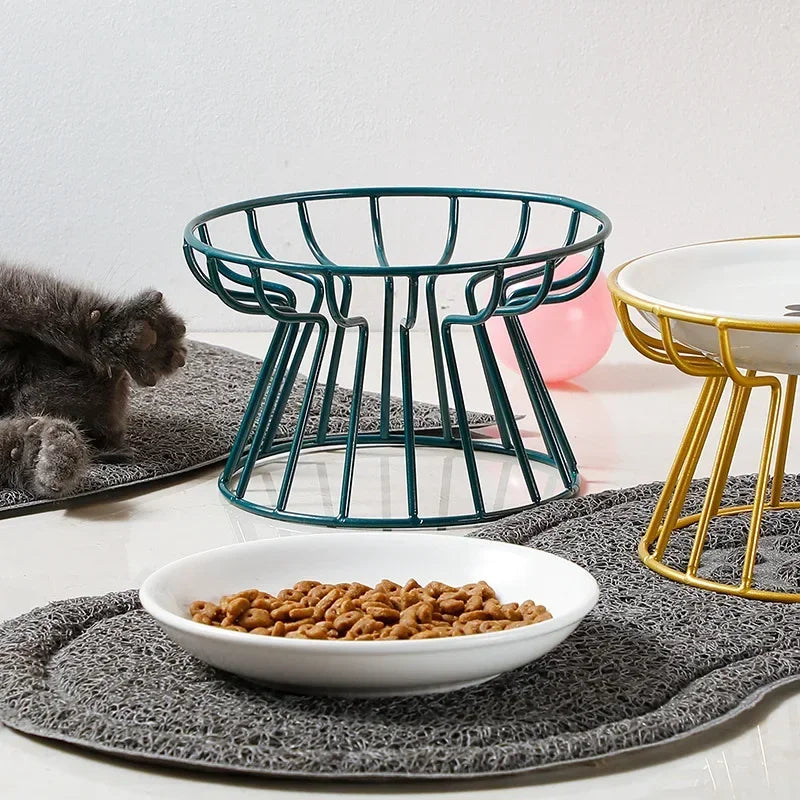 Raised Double Ceramic Pet Bowl and Stand