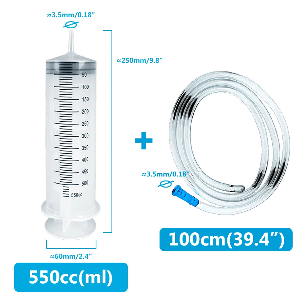Large Capacity Pet Feeding and Liquid Syringe with Hose