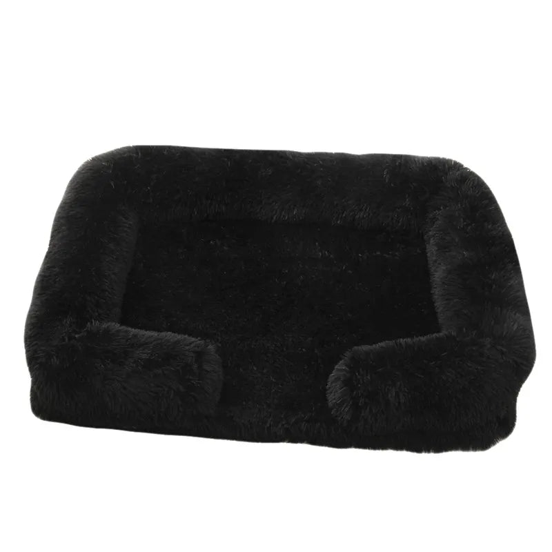 Plush Winter Thickened Square Dog Bed with Removable Pad