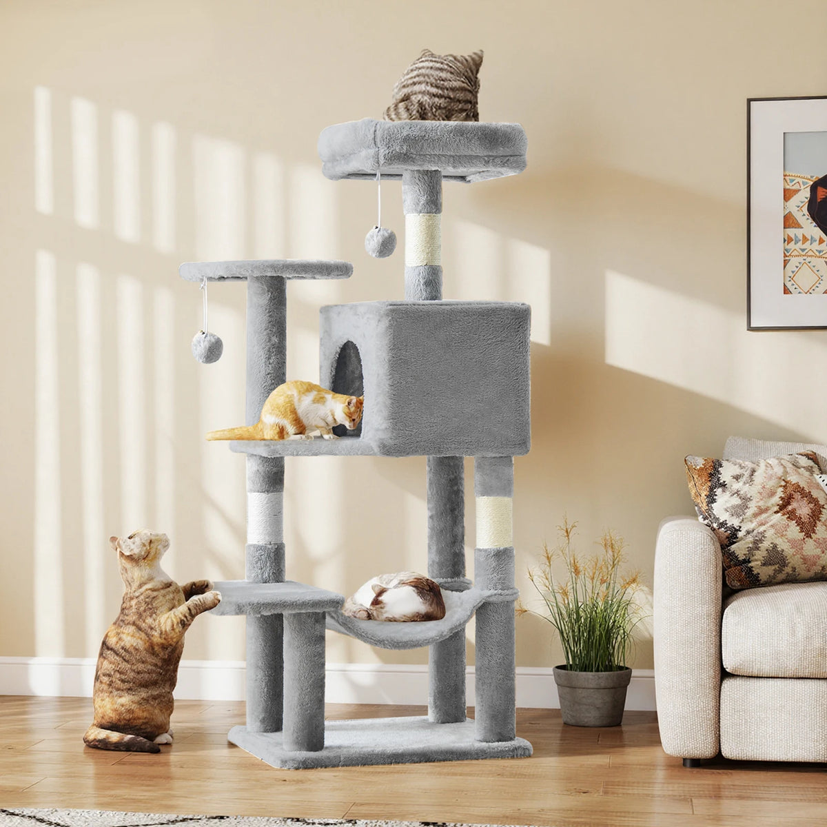 JHK Tall Multi-Cat Climbing Tower and Sisal Scratching Post