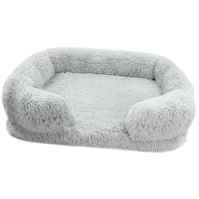 Plush Winter Thickened Square Dog Bed with Removable Pad