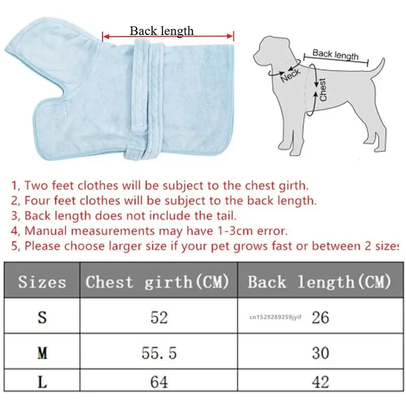 Absorbent Dog Bathrobe for Small and Medium Dogs