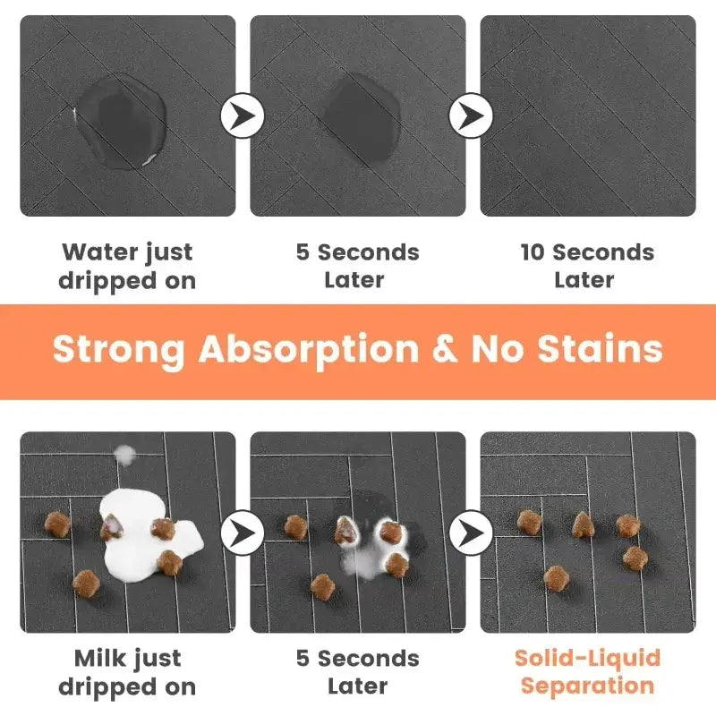 Absorbent quick dry pet feeding mat black non-staining with strong absorption absorbing water and milk without residue