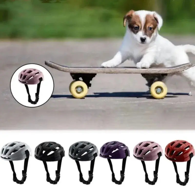Adjustable breathable pet motorcycle and cycling helmet with sleek matte dusty rose finish and black straps and vents