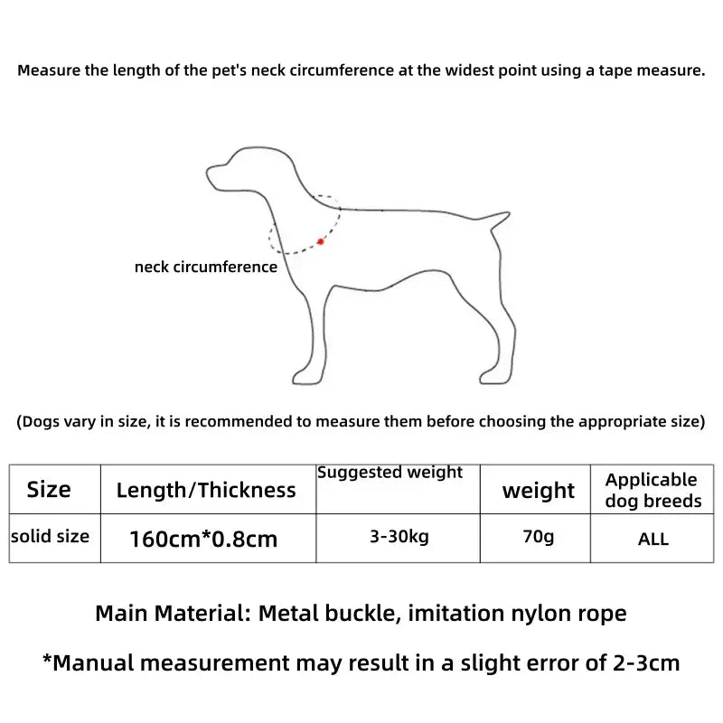 Adjustable Macaron Dog Slip Leash 160cm