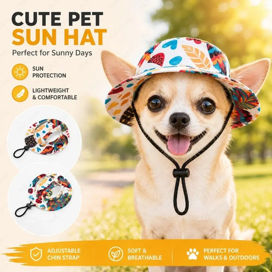 Adjustable Printed Dog Hat for Small and Medium Pets