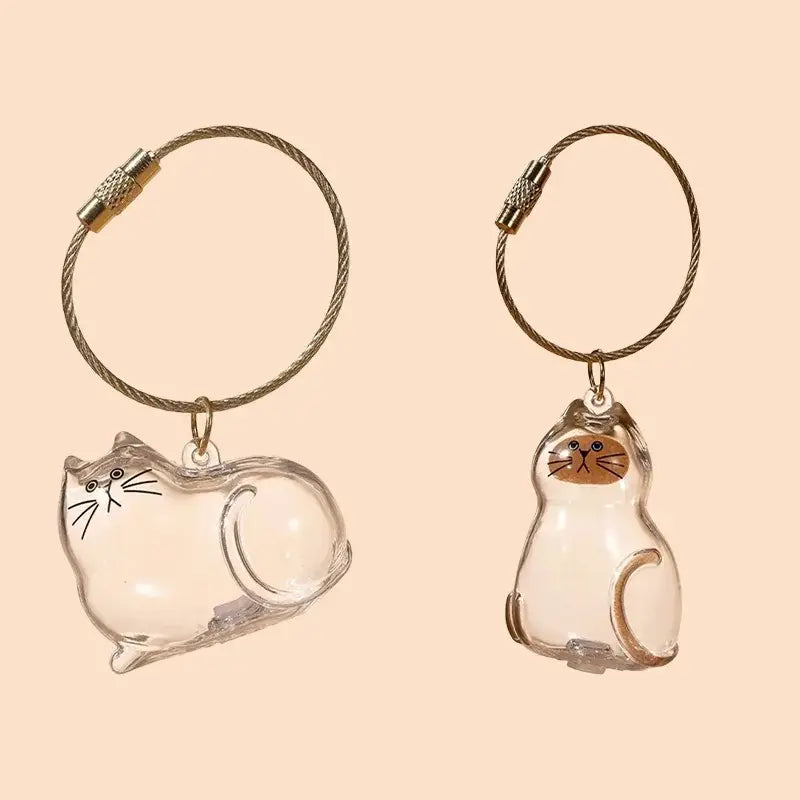 Cat Fur Memorial Keyring Capsule Keepsake
