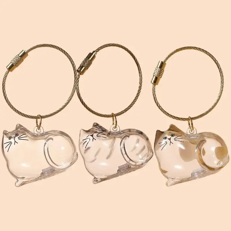Cat Fur Memorial Keyring Capsule Keepsake
