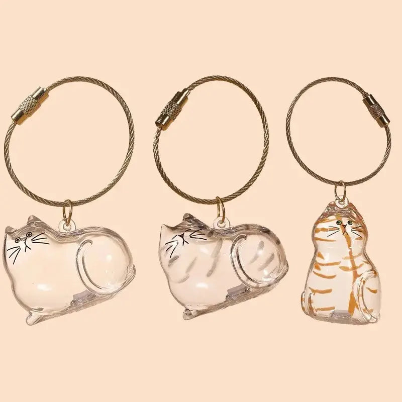 Cat Fur Memorial Keyring Capsule Keepsake