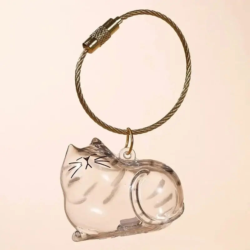 Cat Fur Memorial Keyring Capsule Keepsake