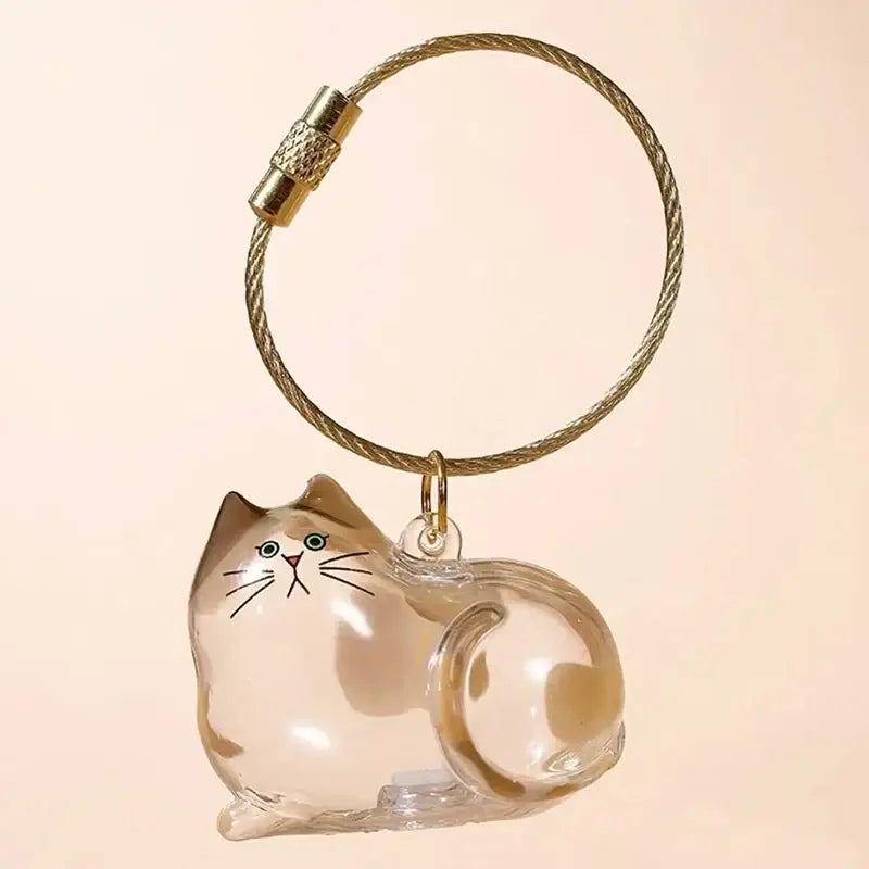 Cat Fur Memorial Keyring Capsule Keepsake