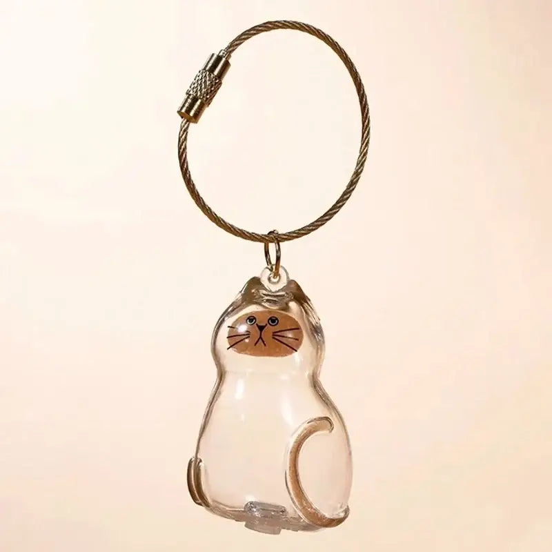 Cat Fur Memorial Keyring Capsule Keepsake