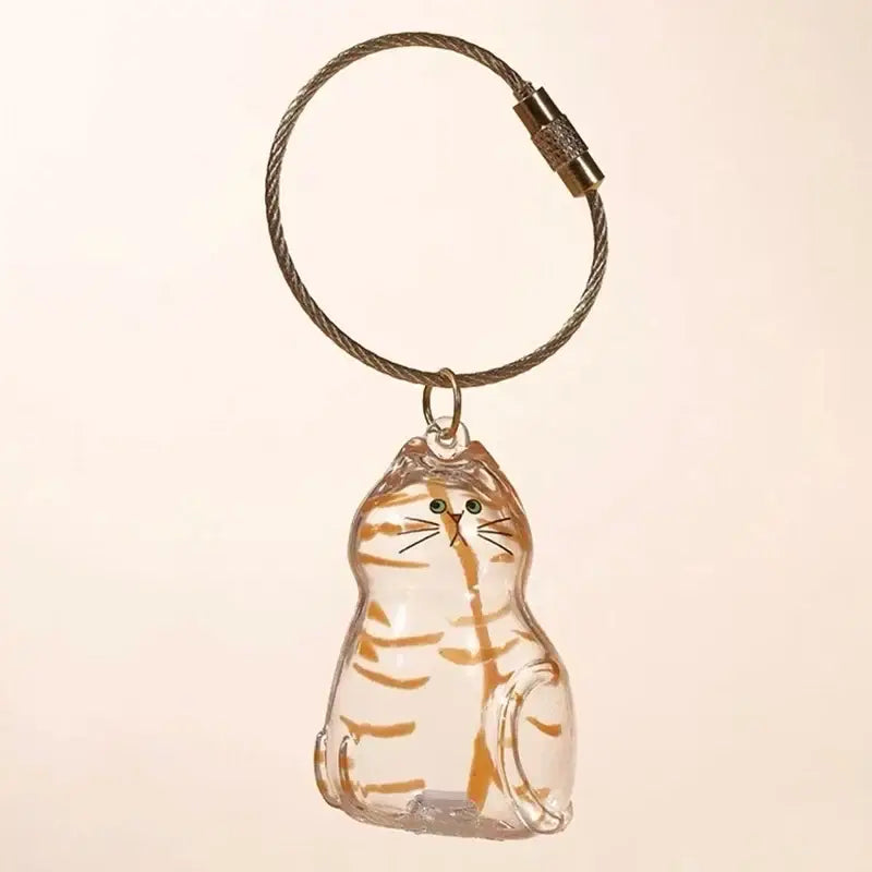 Cat Fur Memorial Keyring Capsule Keepsake