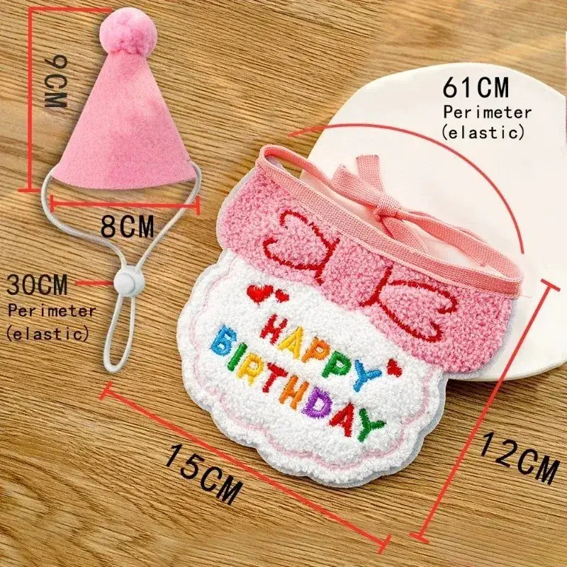 Cute Puppy And Kitten Birthday Hat And Scarf Set