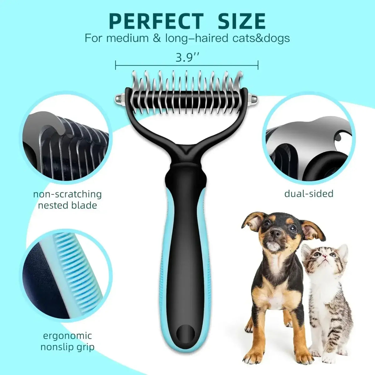 Double Sided Pet Grooming Comb for Cats and Dogs