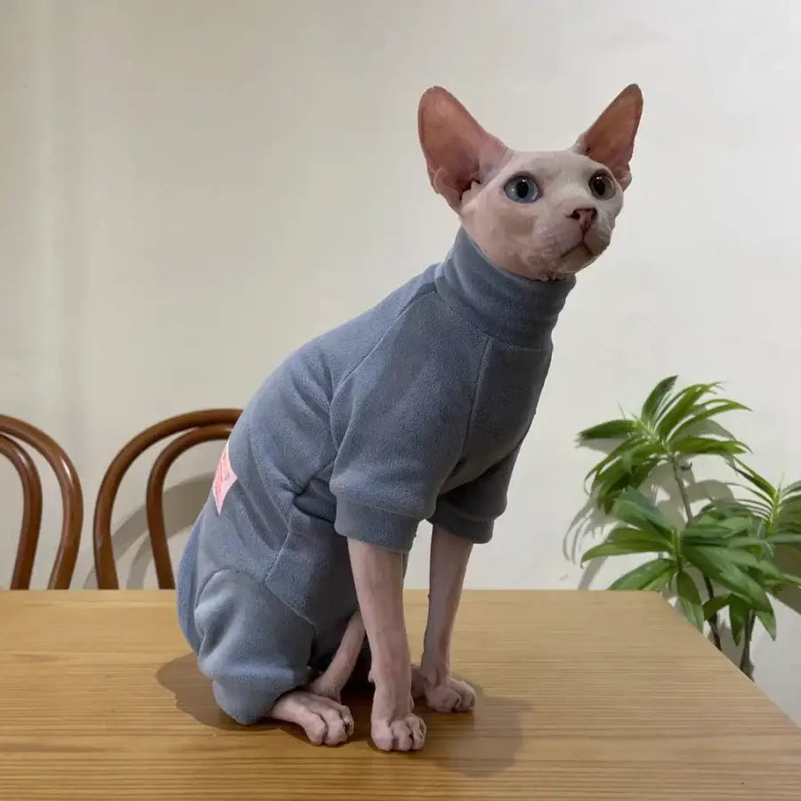 Warm Fleece FourLegged Jumpsuit for Sphynx Cats