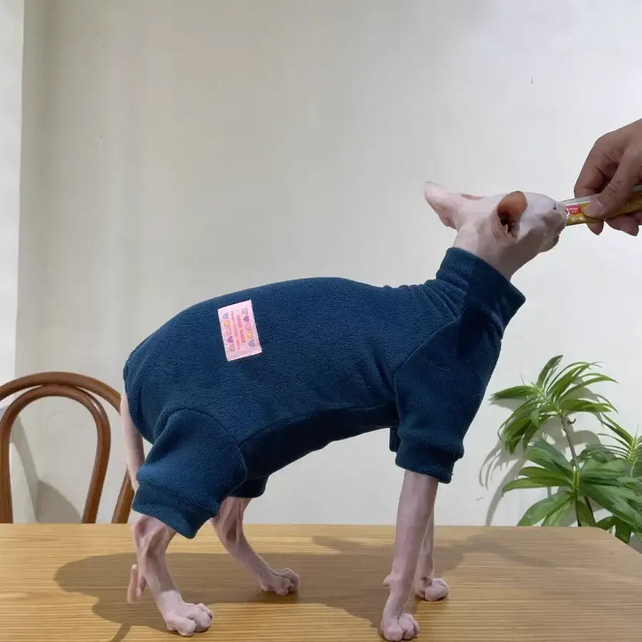 Warm Fleece FourLegged Jumpsuit for Sphynx Cats